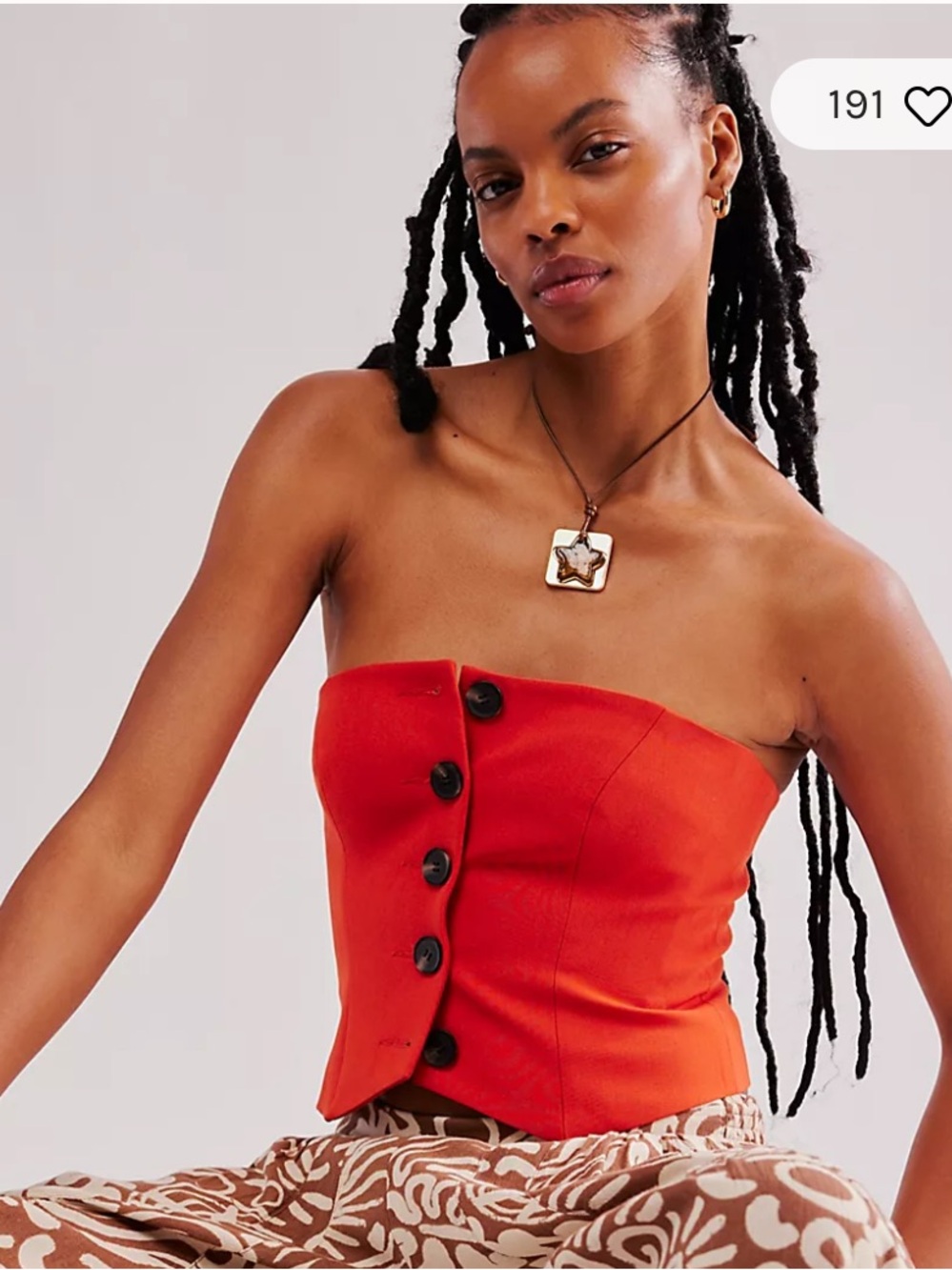 Free People Shona Joy Irena Button Front Strapless Top